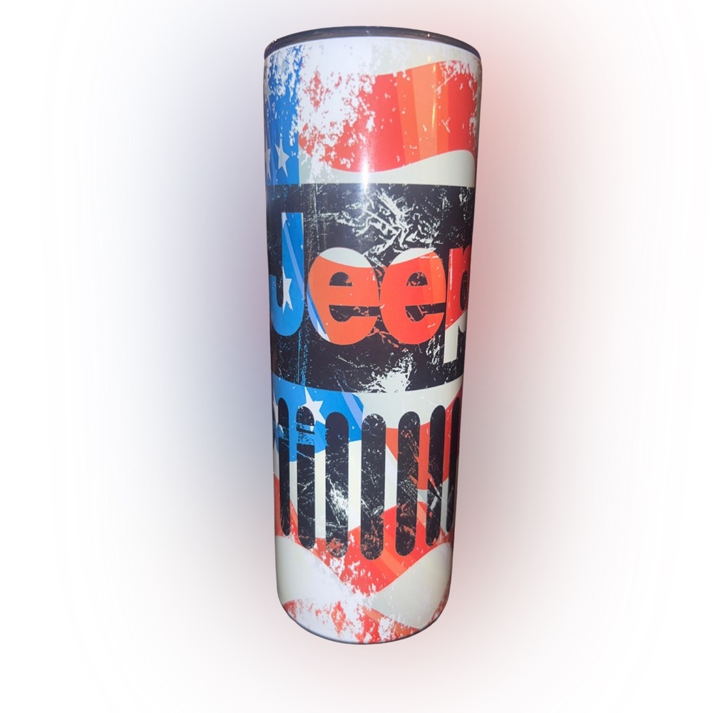 Jeep Distressed American Flag 20oz Hot/Cold Tumbler with Metal Straw